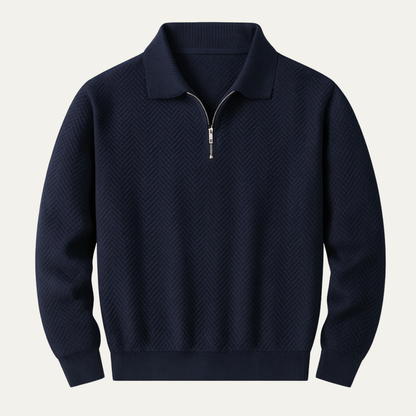 Men's Textured Knit Quarter Zip Sweater - VibreMode