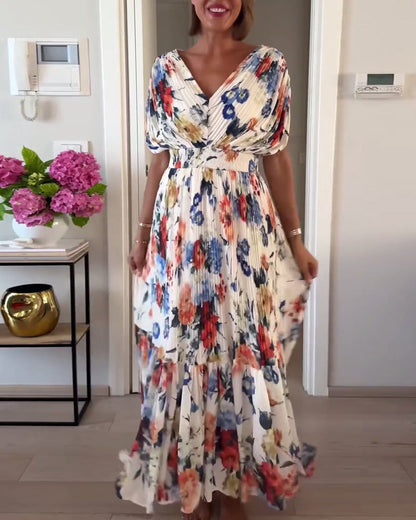 Vibrant Floral Print Flowy Women's Dress