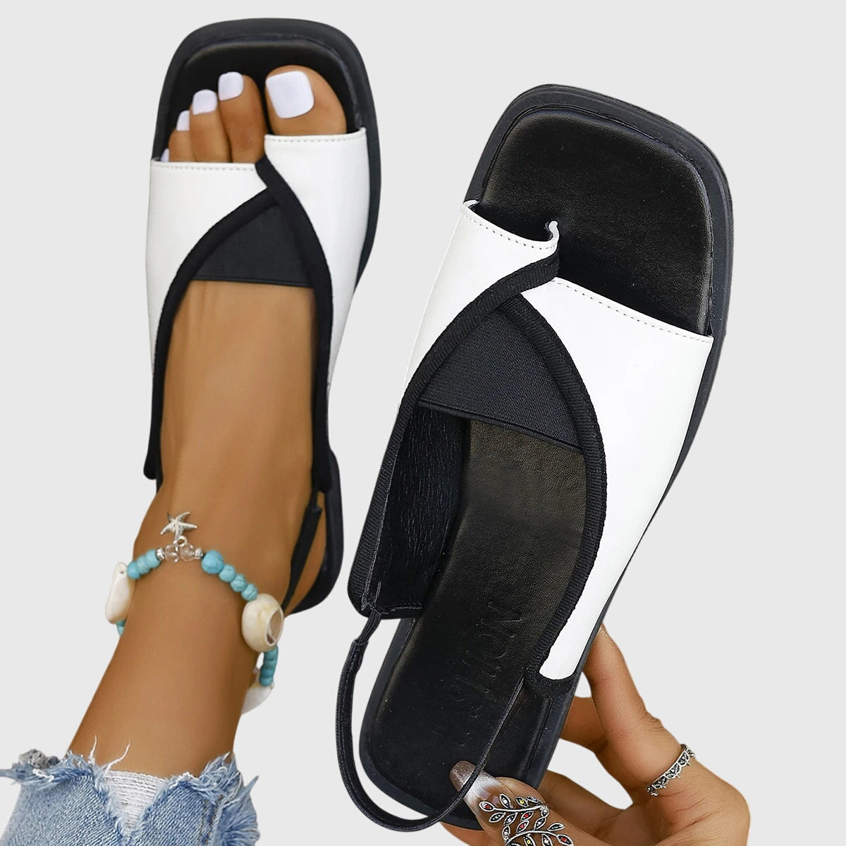 Stylish Block Heel Women's Slip On Sandals - VibreMode