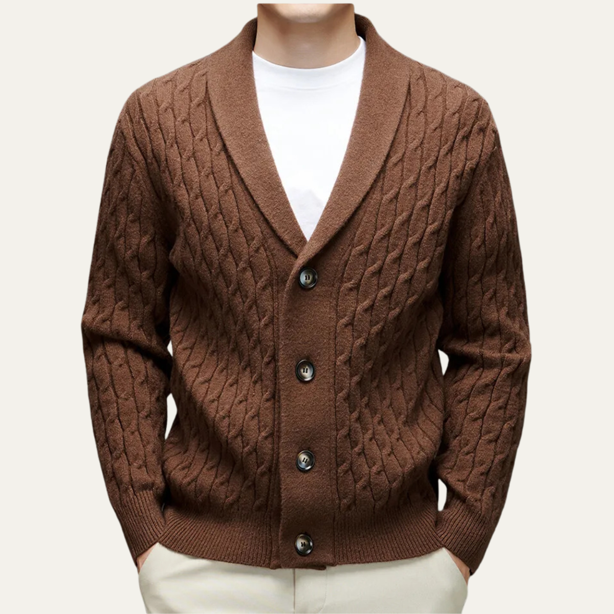 Men's Knitted V Neck Cardigan