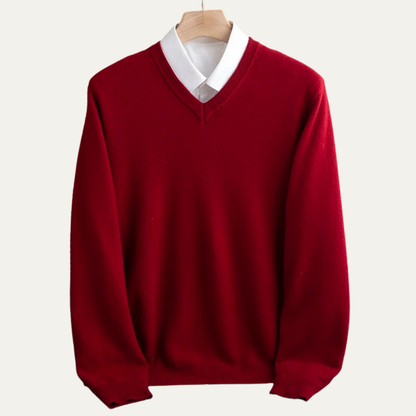 Men's Merino Wool V Neck Sweater