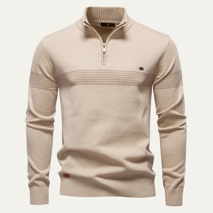 Men's Casual Half Zip Knit Sweater Stand Collar