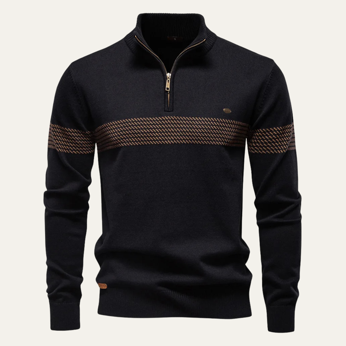 Men's Casual Half Zip Knit Sweater Stand Collar