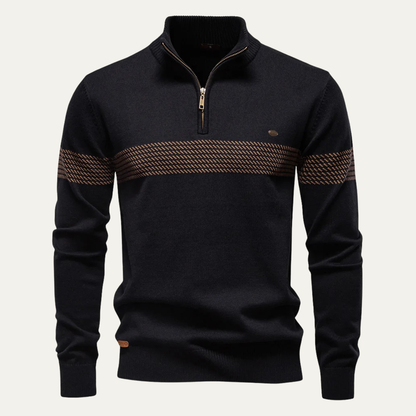 Men's Casual Half Zip Knit Sweater Stand Collar