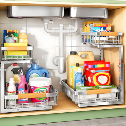 Under Sink Sliding Tray Organizer