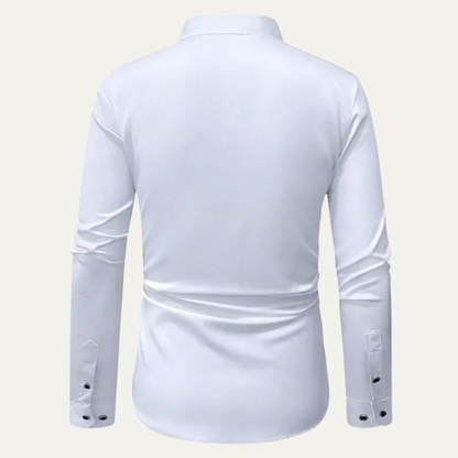 Men's Slim Fit Dress Shirt Long Sleeve White Cotton