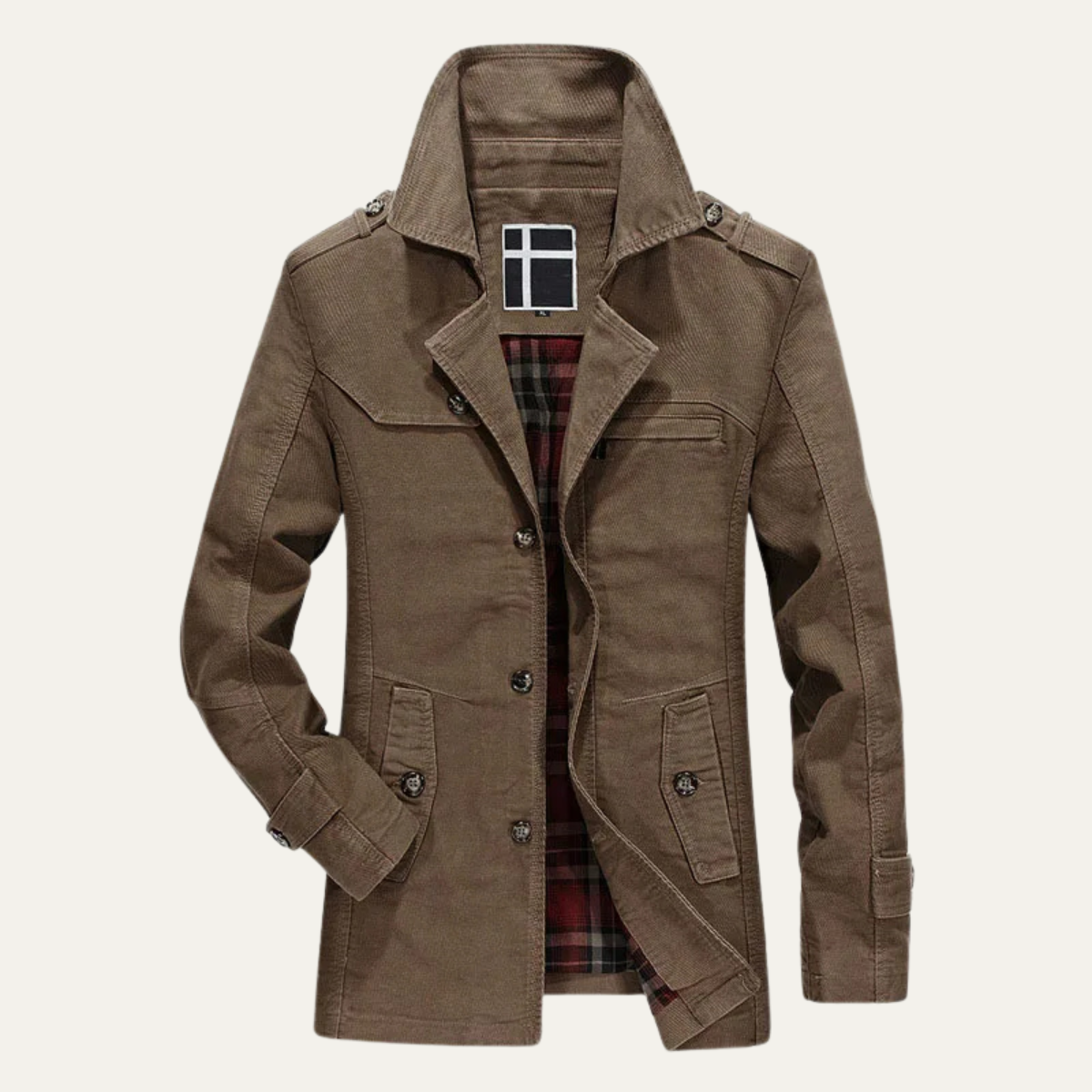 Men's Wool Coat Double Breasted Plaid Lining - VibreMode