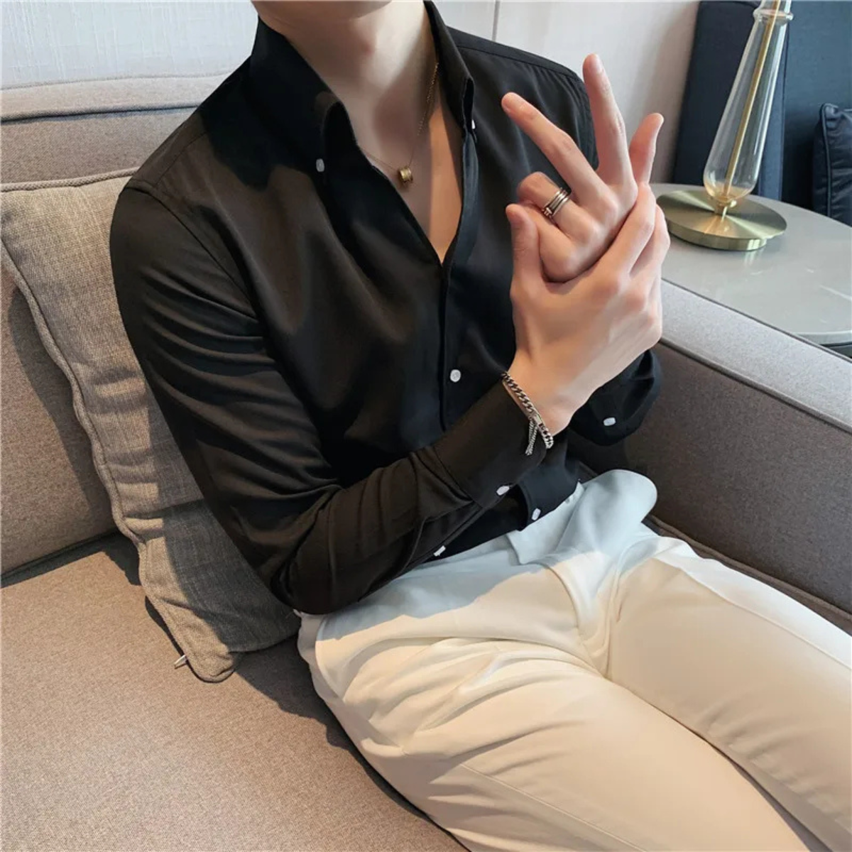 Men's Slim Fit Casual Shirt Wrinkle