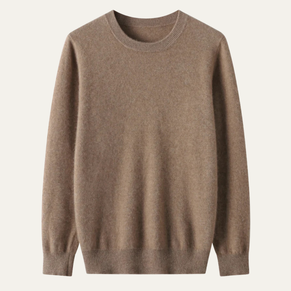 Men's Merino Wool Sweater O Neck Winter Beige - VibreMode