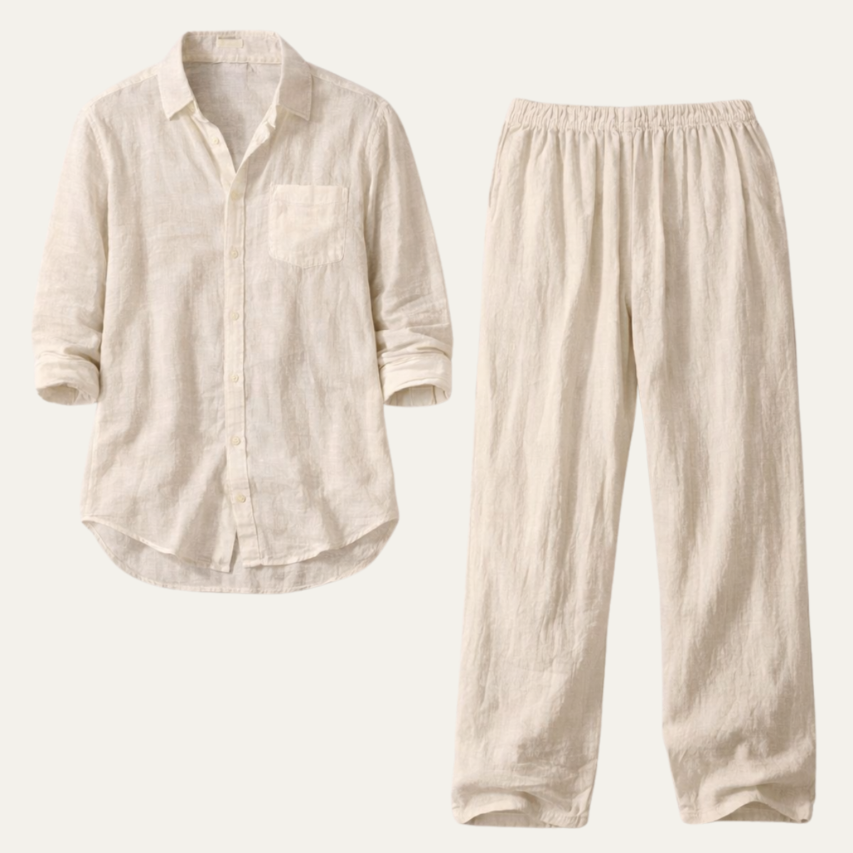 Mens Casual Linen Shirt And Pants Set - VibreMode