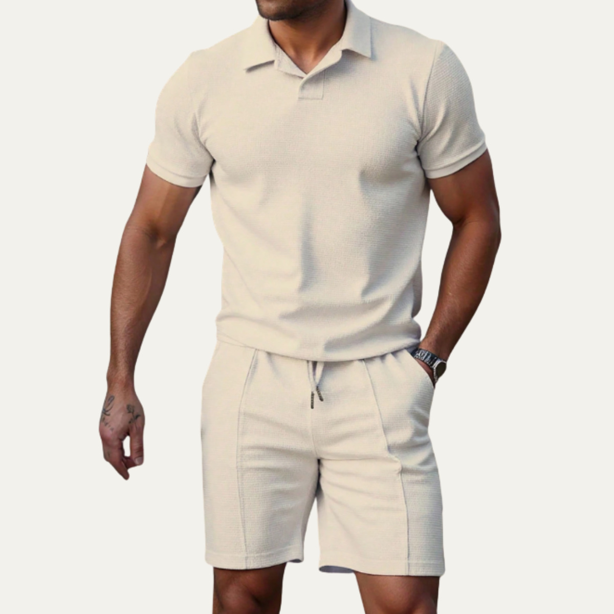 Men's Casual Shirt And Shorts Set