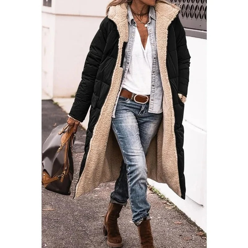 Women's Longline Puffer Jacket Sherpa Lining