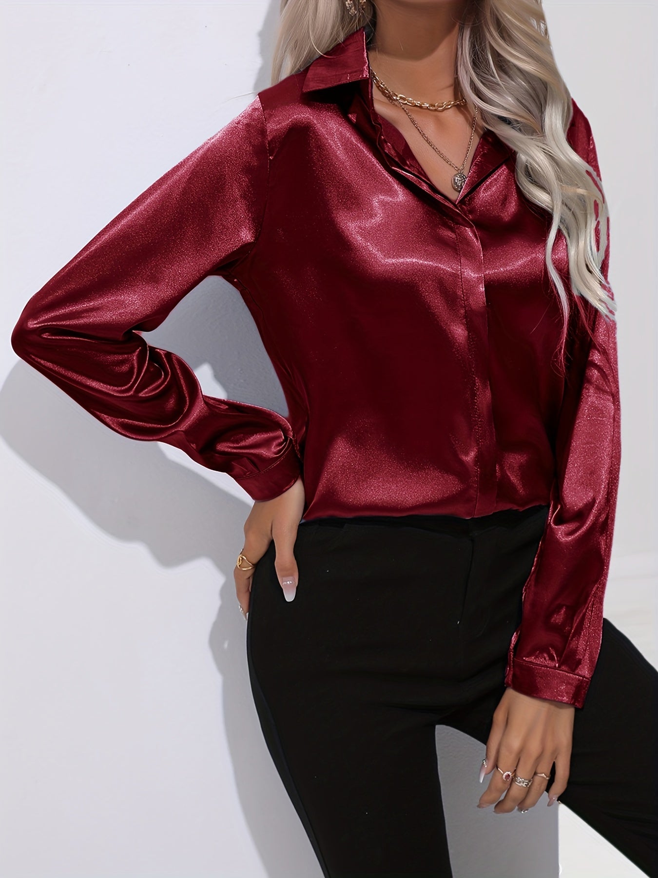 Ladies Classic Long Sleeve Silk Blouses