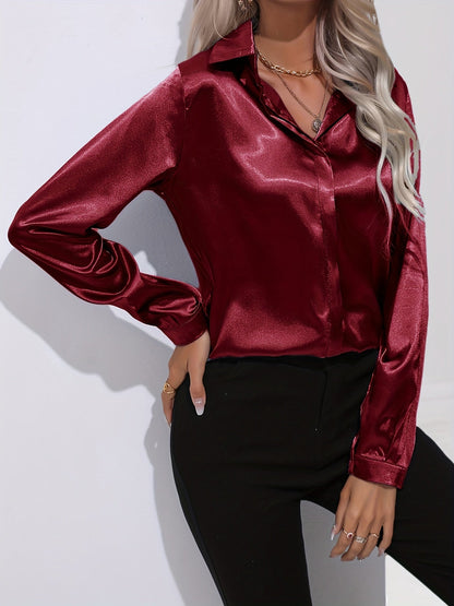 Ladies Classic Long Sleeve Silk Blouses