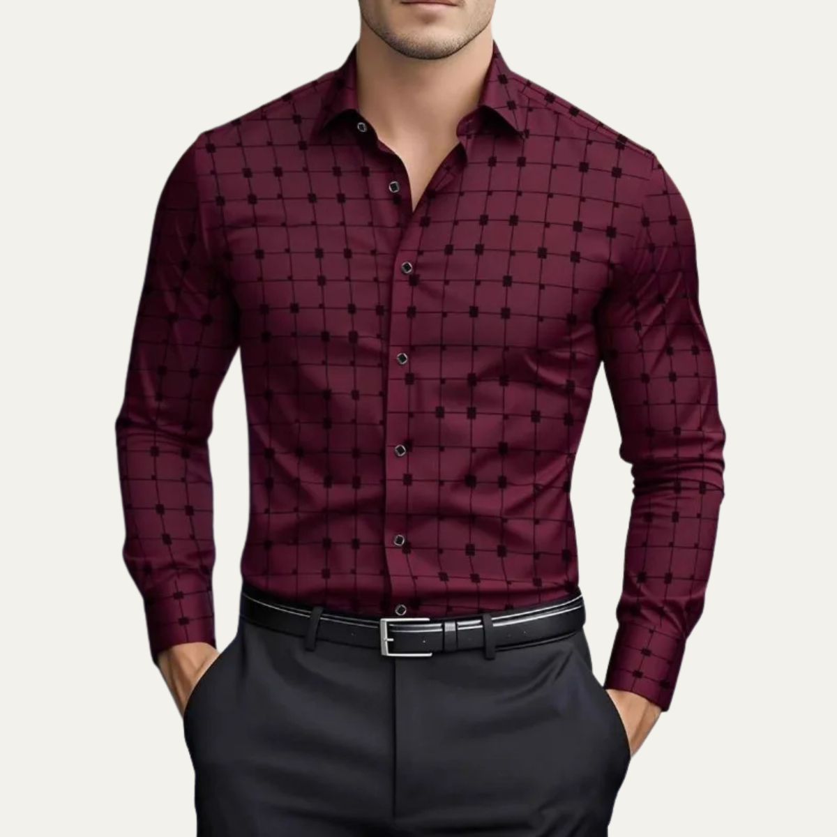 Men's Slim Fit Check Dress Shirt