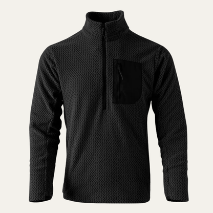 Men's Thick Waffle Knit Fleece Half Zip Sweater