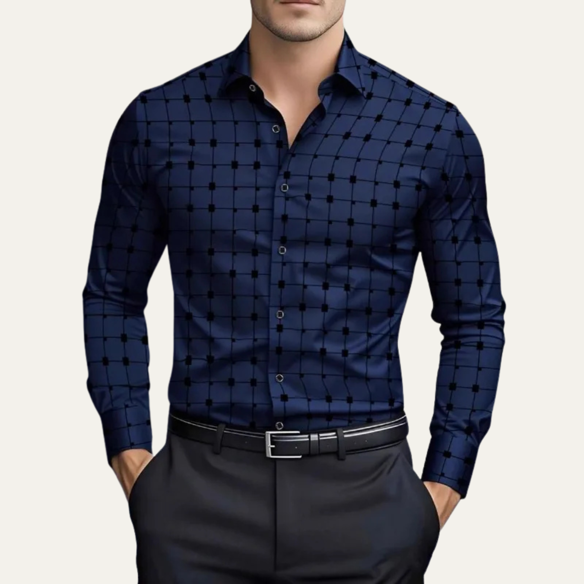 Men's Slim Fit Check Dress Shirt
