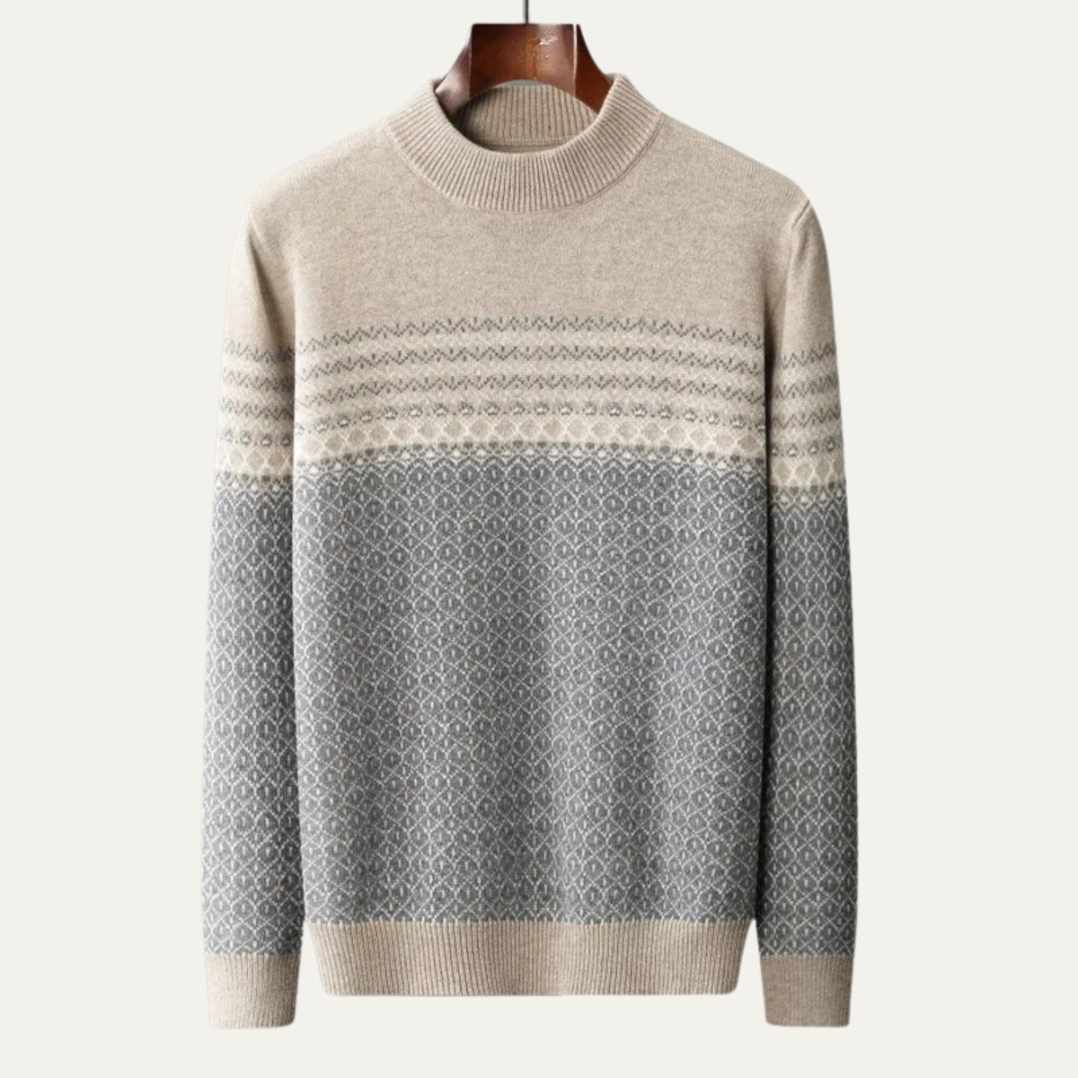 Murcia Men's Thick Jacquard Knit Sweater High Collar