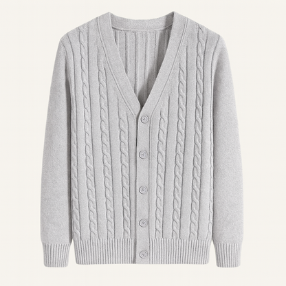Men's Classic Cable Knit Cardigan Button Up - VibreMode
