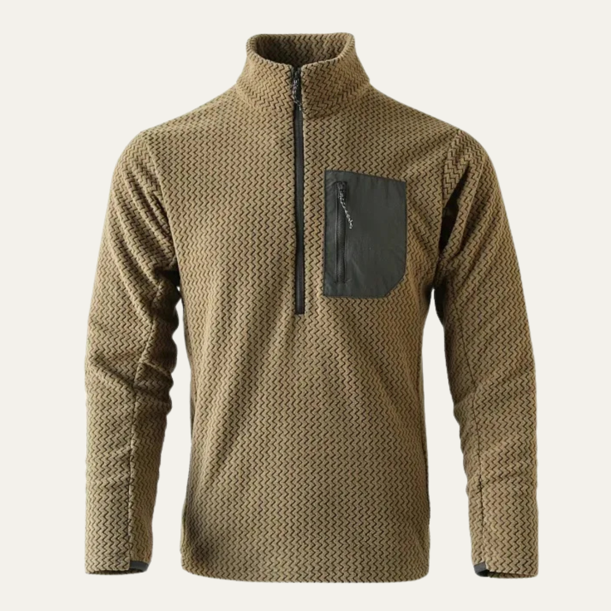 Men's Thick Waffle Knit Fleece Half Zip Sweater - VibreMode