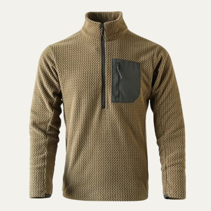 Men's Thick Waffle Knit Fleece Half Zip Sweater - VibreMode