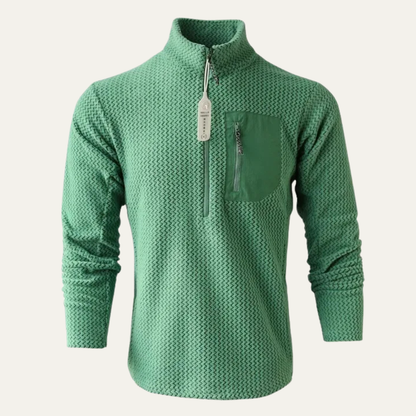 Men's Thick Waffle Knit Fleece Half Zip Sweater