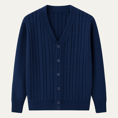 Men's Classic Cable Knit Cardigan Button Up