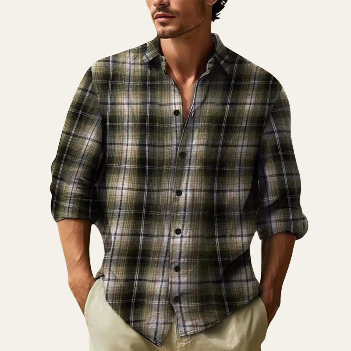 Men's Plaid Flannel Shirt Casual Button Down