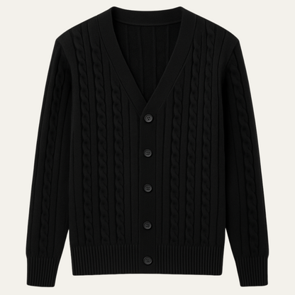 Men's Classic Cable Knit Cardigan Button Up