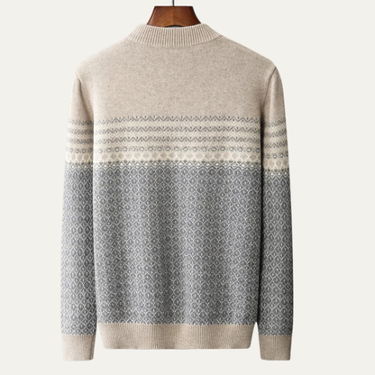 Murcia Men's Thick Jacquard Knit Sweater High Collar