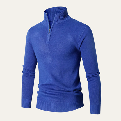Men's High Collar Quarter Zip Sweater Knit
