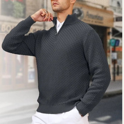 Men's Warm Half Zip Knitted Sweater