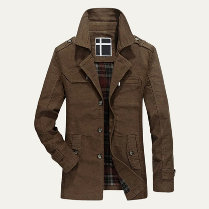 Men's Wool Coat Double Breasted Plaid Lining