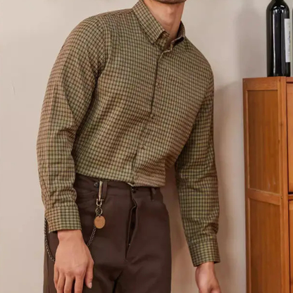 Men's Vintage Checkered Dress Shirt