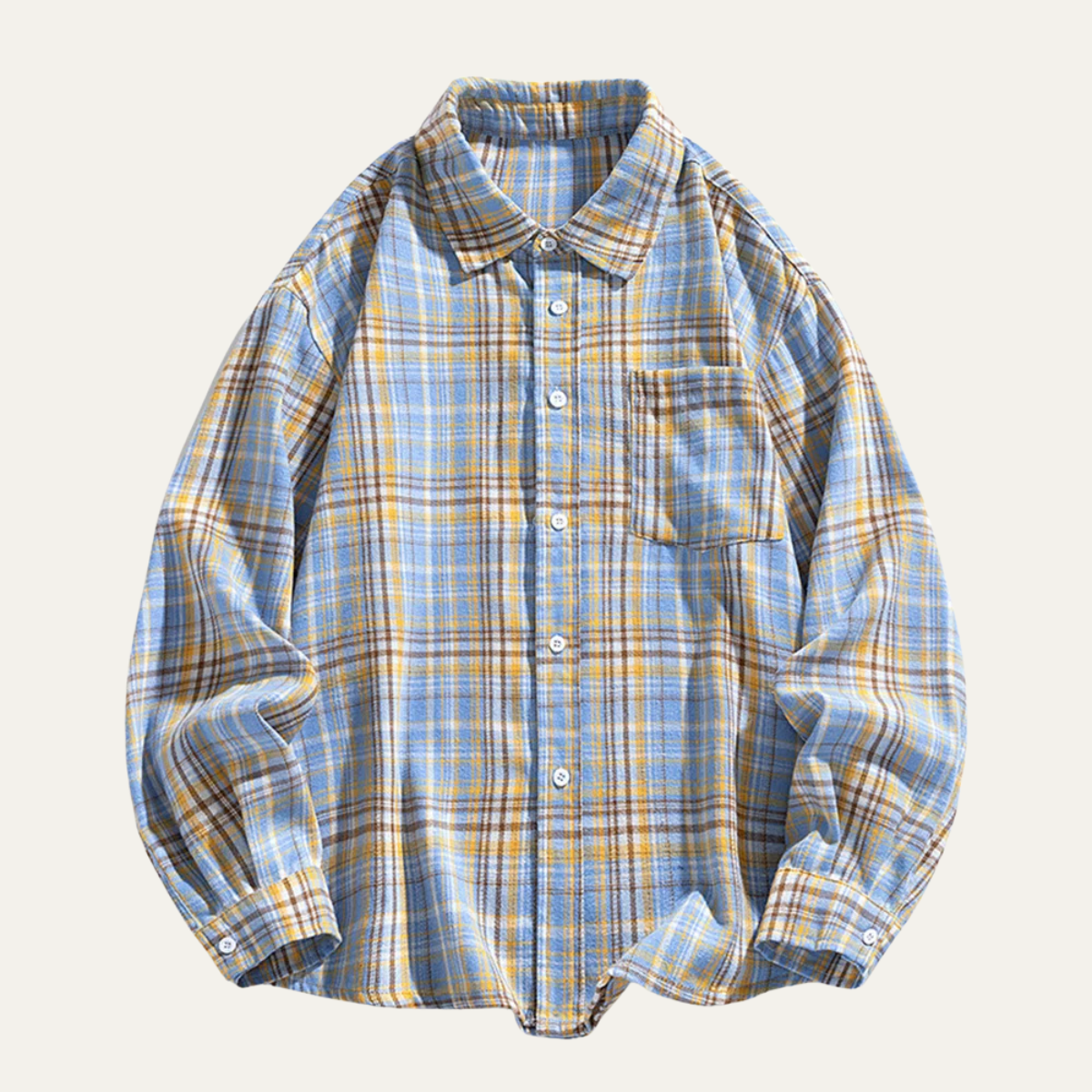 Men's Plaid Casual Shirt Loose Fit Retro Style