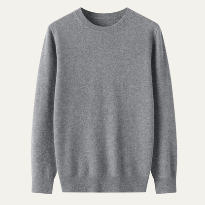 Men's Merino Wool Sweater O Neck Winter Beige