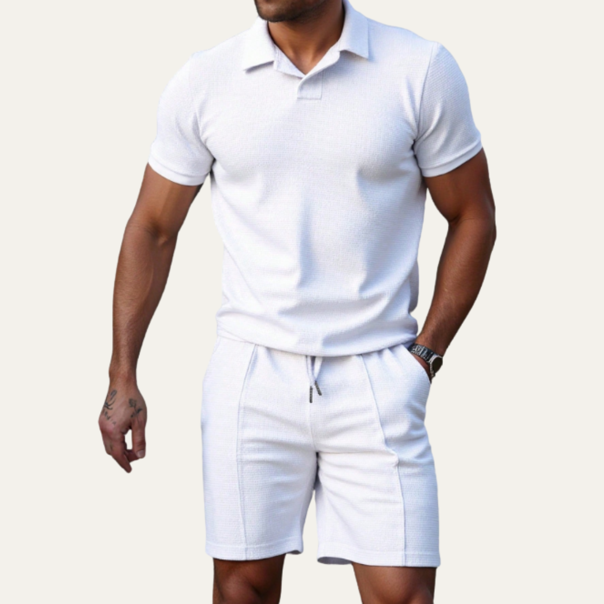 Men's Casual Shirt And Shorts Set