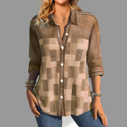 Women's Down Blouse Button Front Everyday Style - VibreMode