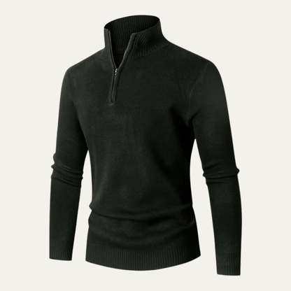 Men's High Collar Quarter Zip Sweater Knit