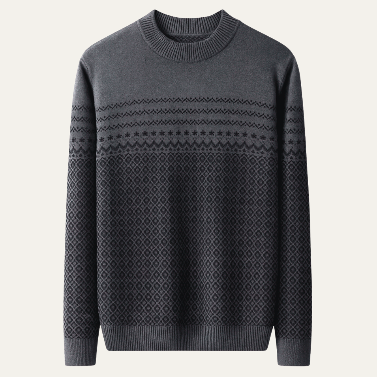 Murcia Men's Thick Jacquard Knit Sweater High Collar - VibreMode