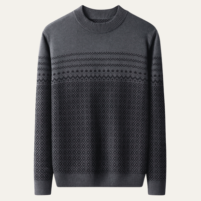 Murcia Men's Thick Jacquard Knit Sweater High Collar - VibreMode