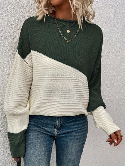 Comfortable Multicolor Knit Crew Neck Sweater