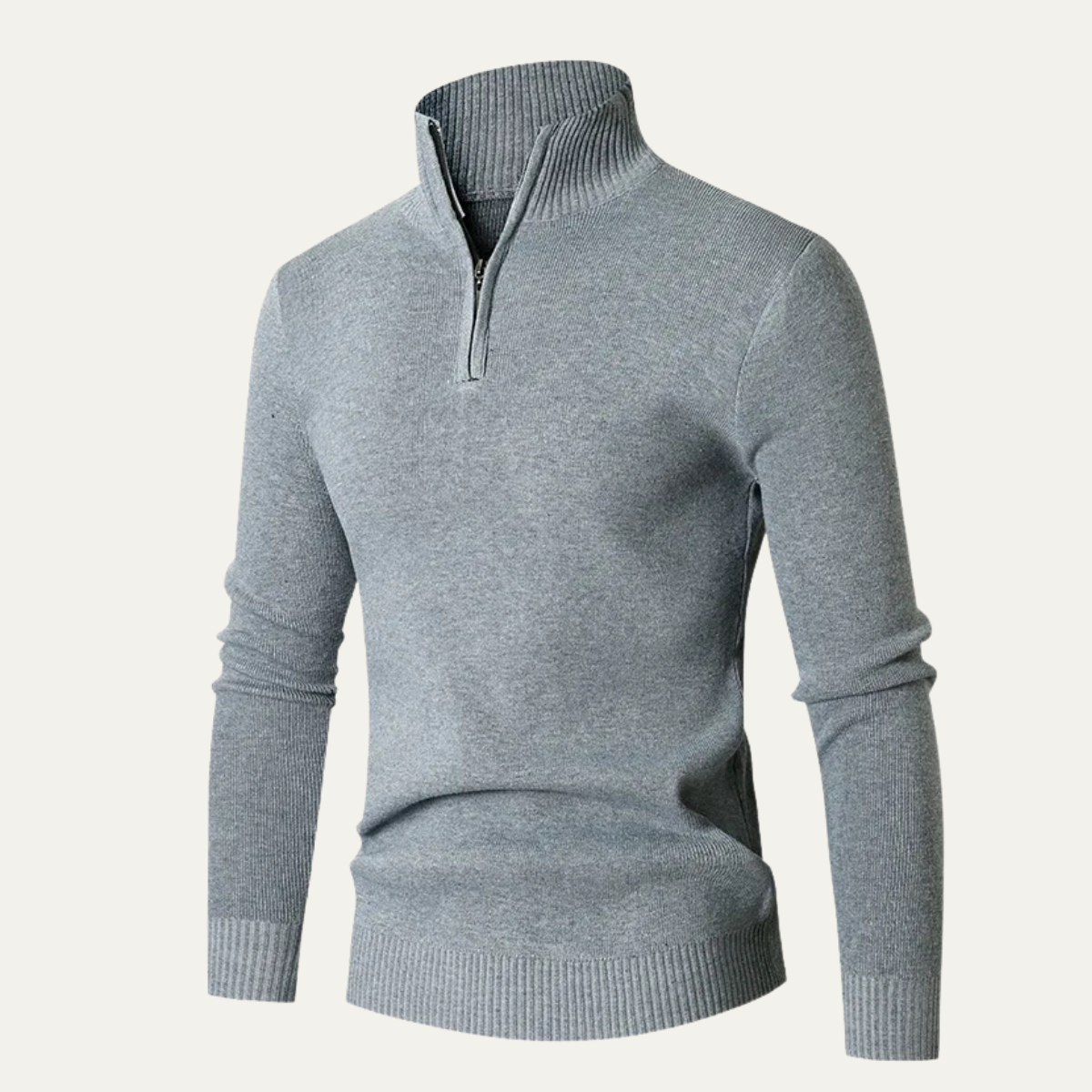 Men's High Collar Quarter Zip Sweater Knit
