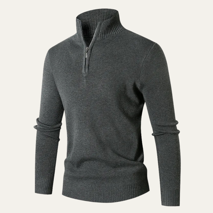 Men's High Collar Quarter Zip Sweater Knit