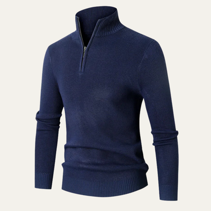 Men's High Collar Quarter Zip Sweater Knit