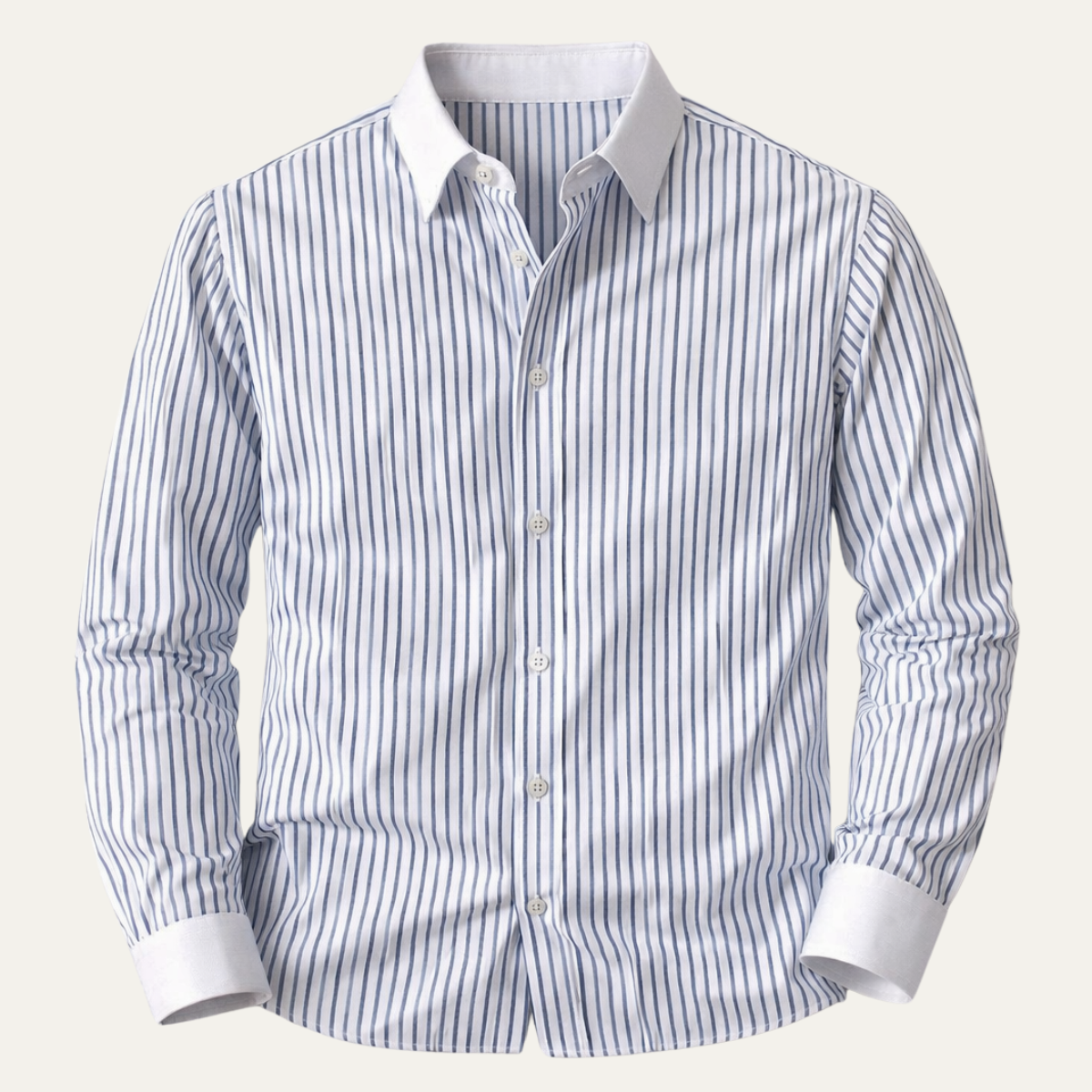 Men's Classic Formal Dress Shirt Blue Stripe Cotton - VibreMode