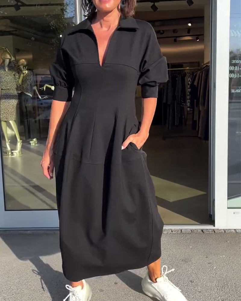 Classic Fit Casual Midi Dress - VibreMode