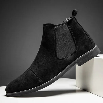 Men's Suede Chelsea Boots Khaki Elastic Side Panels