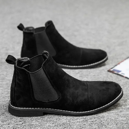 Men's Suede Chelsea Boots Khaki Elastic Side Panels
