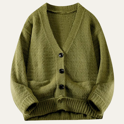 Men's V Neck Cardigan Knit Button Up Sweater